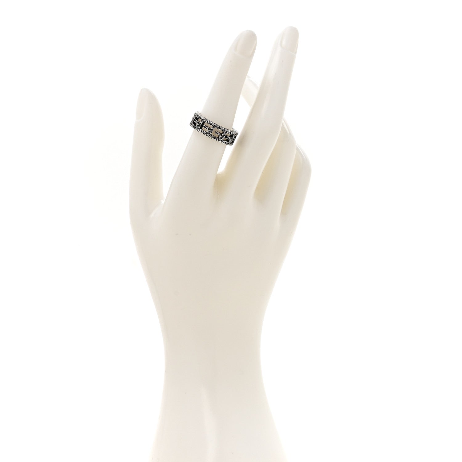 Gucci Sterling Silver Narrow Square G Band Ring 54 7