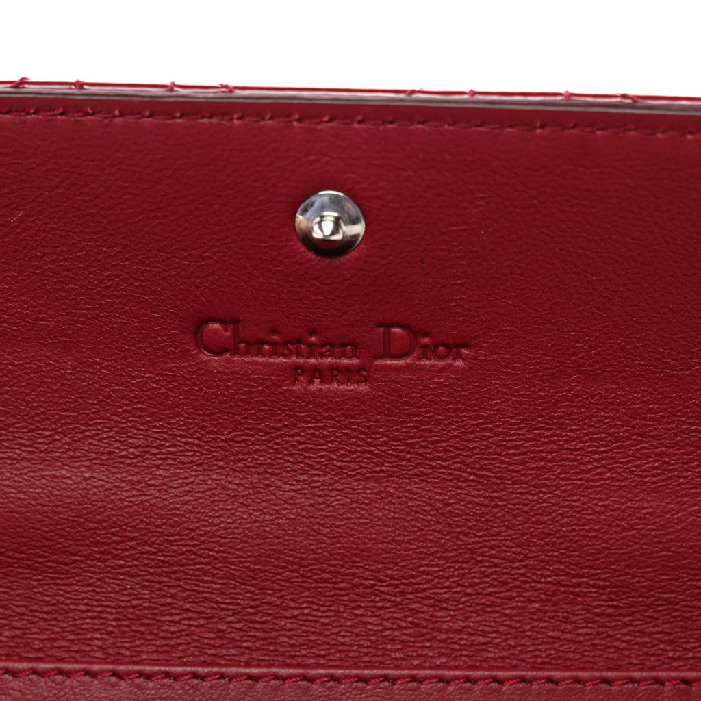 Christian Dior Patent Cannage Lady Dior Rendezvous Wallet On Chain Rouge Ceris