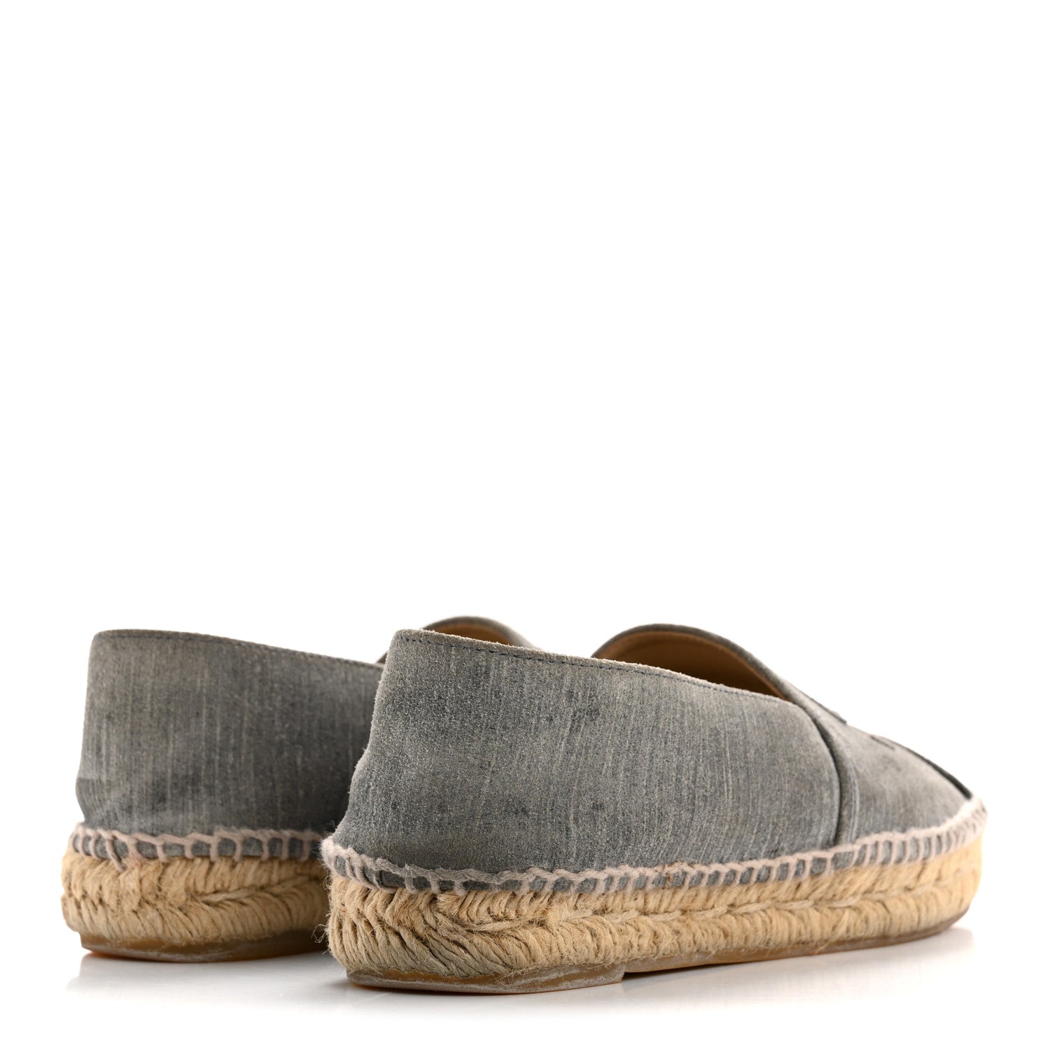 Chanel Striated Suede Espadrilles 37 Dark Grey