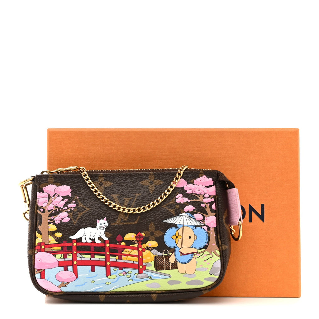 Louis Vuitton Monogram 2021 Christmas Animation Japanese Garden Mini Pochette Accessories Wisteria Pink