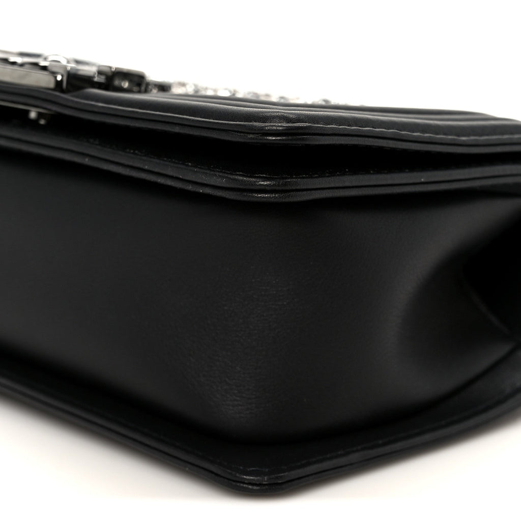 Chanel Calfskin Strass Crystal Small Boy Flap Black