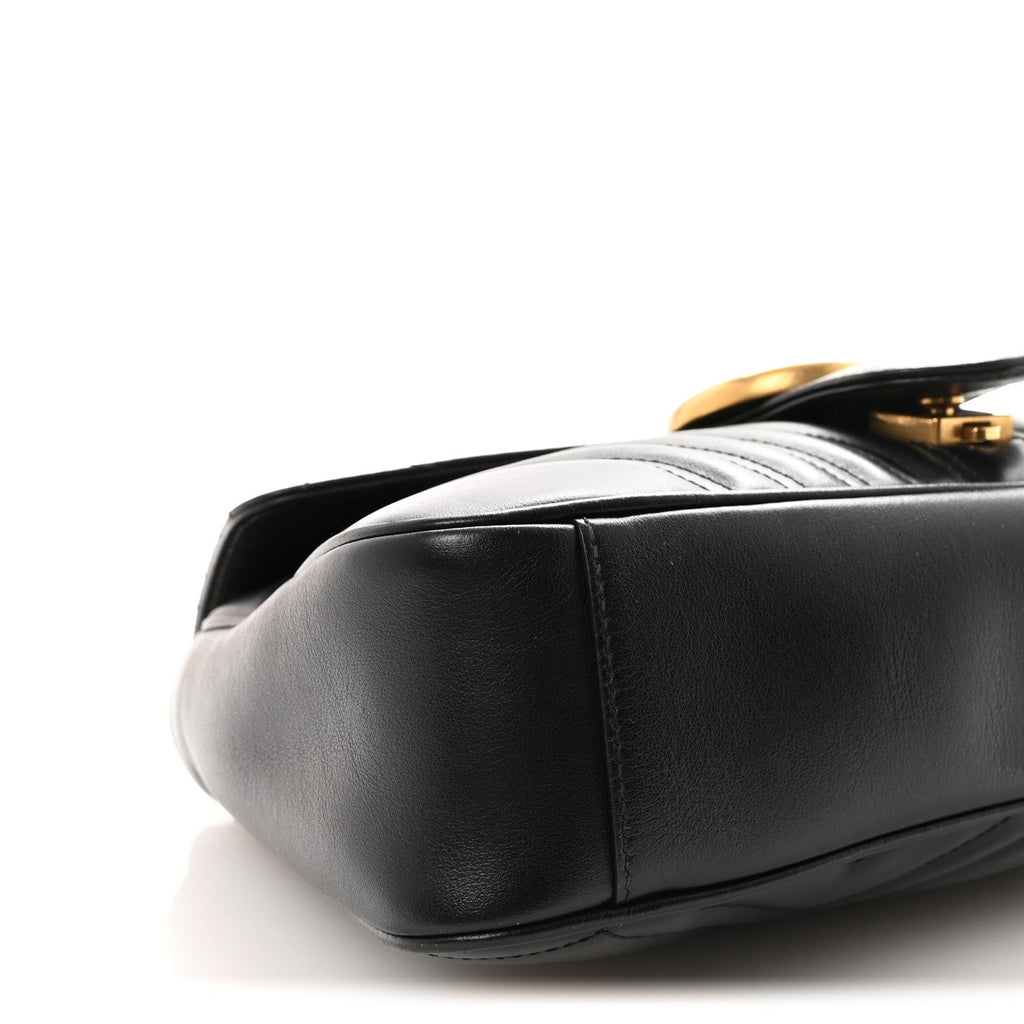 Gucci Calfskin Matelasse Medium GG Marmont Shoulder Bag Black