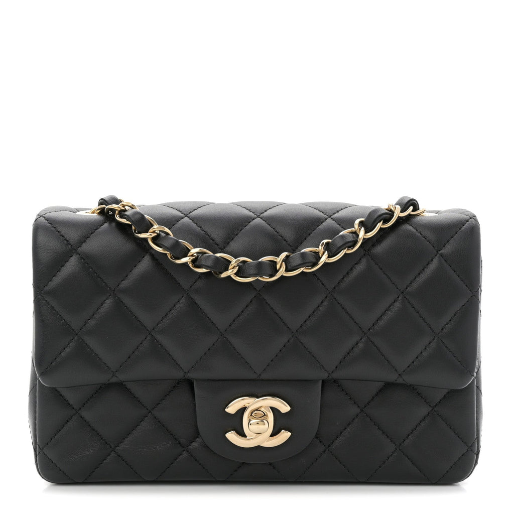 Chanel Lambskin Quilted Mini Rectangular Flap Black