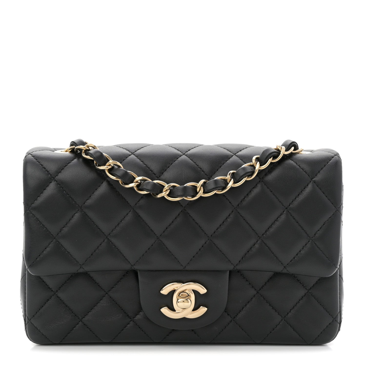 Chanel Lambskin Quilted Mini Rectangular Flap Black