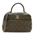 Chanel Lambskin Quilted Medium Trendy CC Bowling Bag Dark Khaki