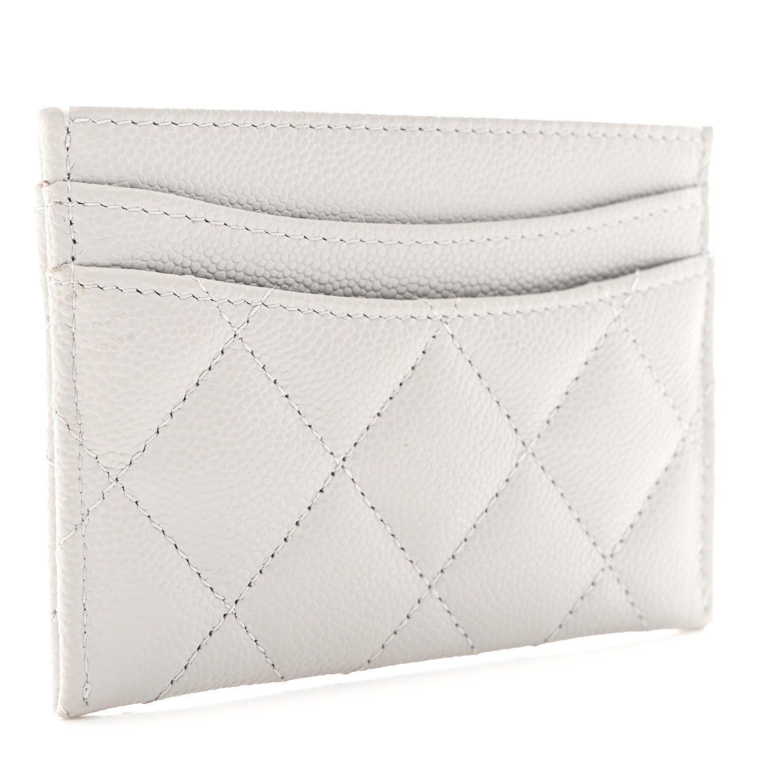 Caviar Quilted Card Holder Grey