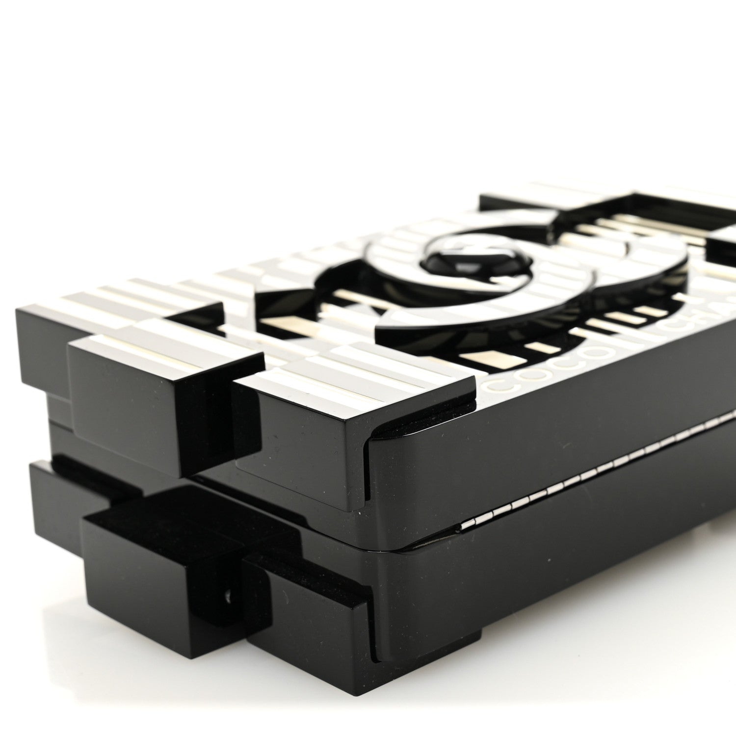 Chanel Plexiglass Barcode Boy Brick Lego Clutch Black