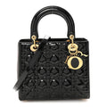 Christian Dior Patent Cannage Medium Lady Dior Black