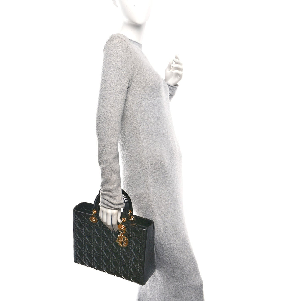 Christian Dior Patent Cannage Large Lady Dior Black