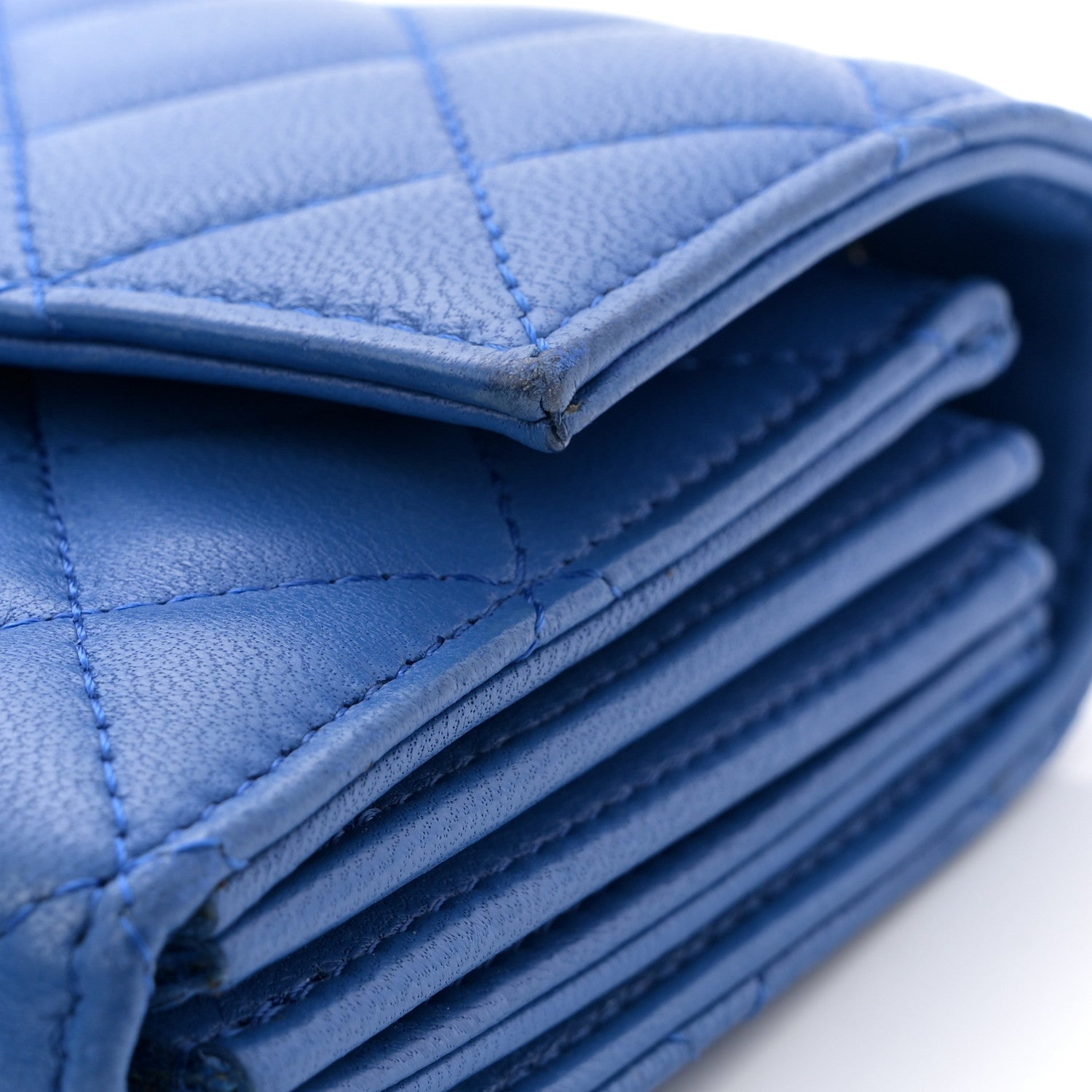 Chanel Lambskin Quilted Clutch with Chain Blue