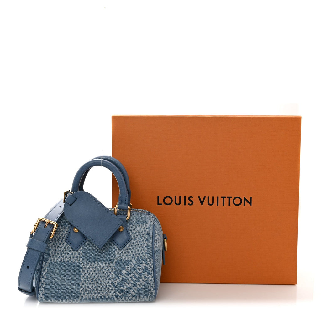 Louis Vuitton Damier Denim 3D Speedy Bandouliere 18 Denim Blue