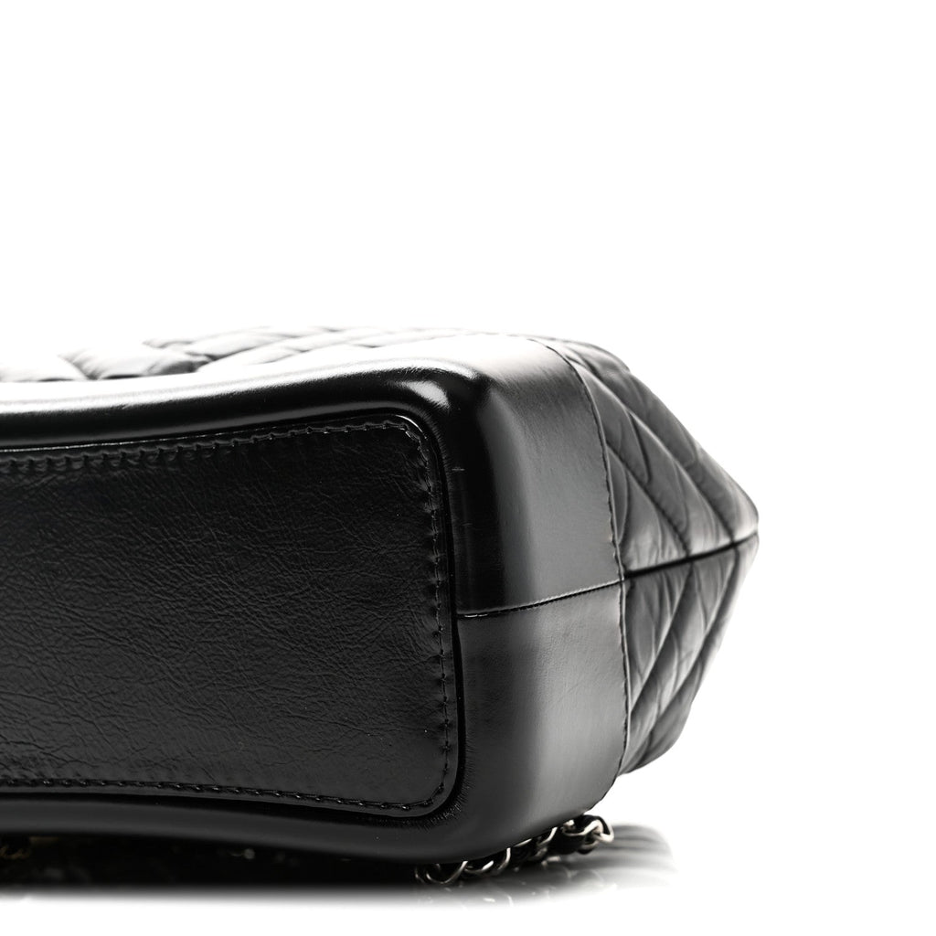 Chanel Aged Calfskin Chevron Quilted Small Gabrielle Backpack Black
