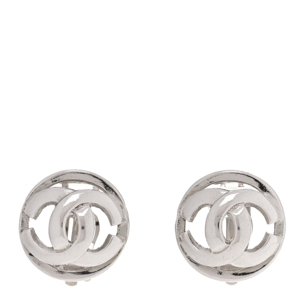 Metal CC Clip On Earrings Silver