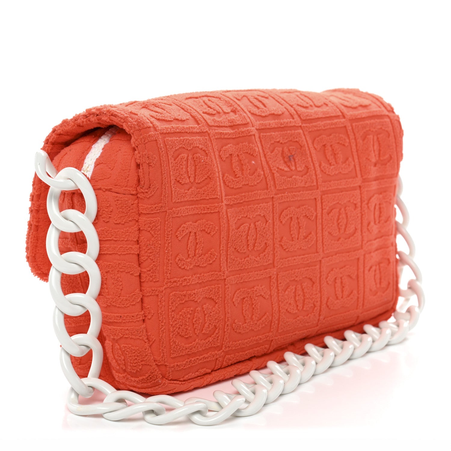 Chanel Terry Cloth CC Medium Single Flap Orange