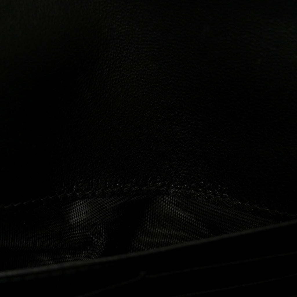 Christian Dior Grained Calfskin Saddle Chain Wallet Pouch Black
