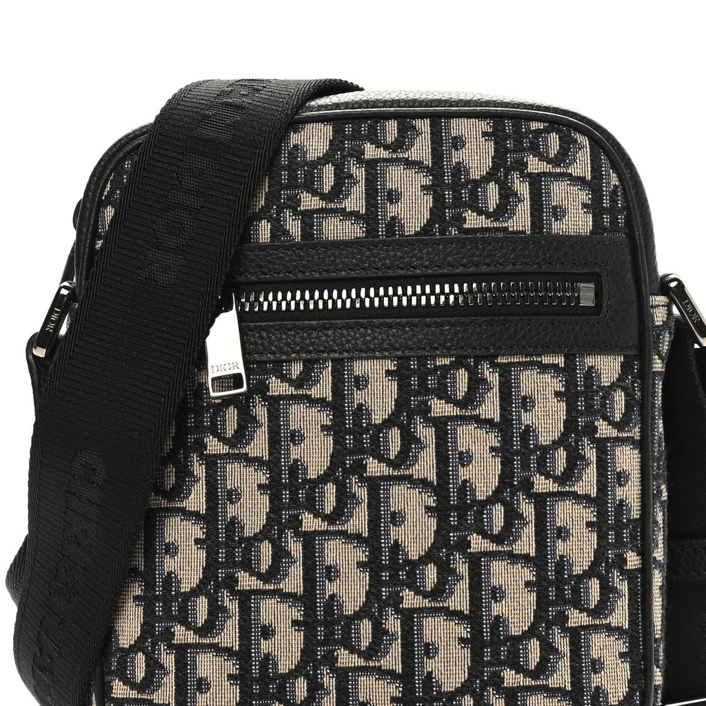 Christian Dior Oblique Messenger Pouch Beige Black
