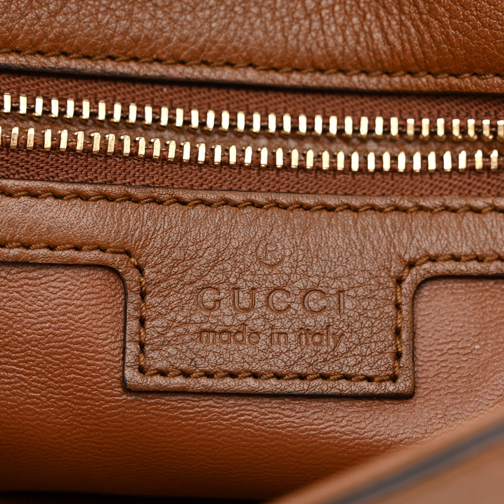 Gucci Roxy Calfskin Blondie Chain Shoulder Flap Bag Blondie Cognac