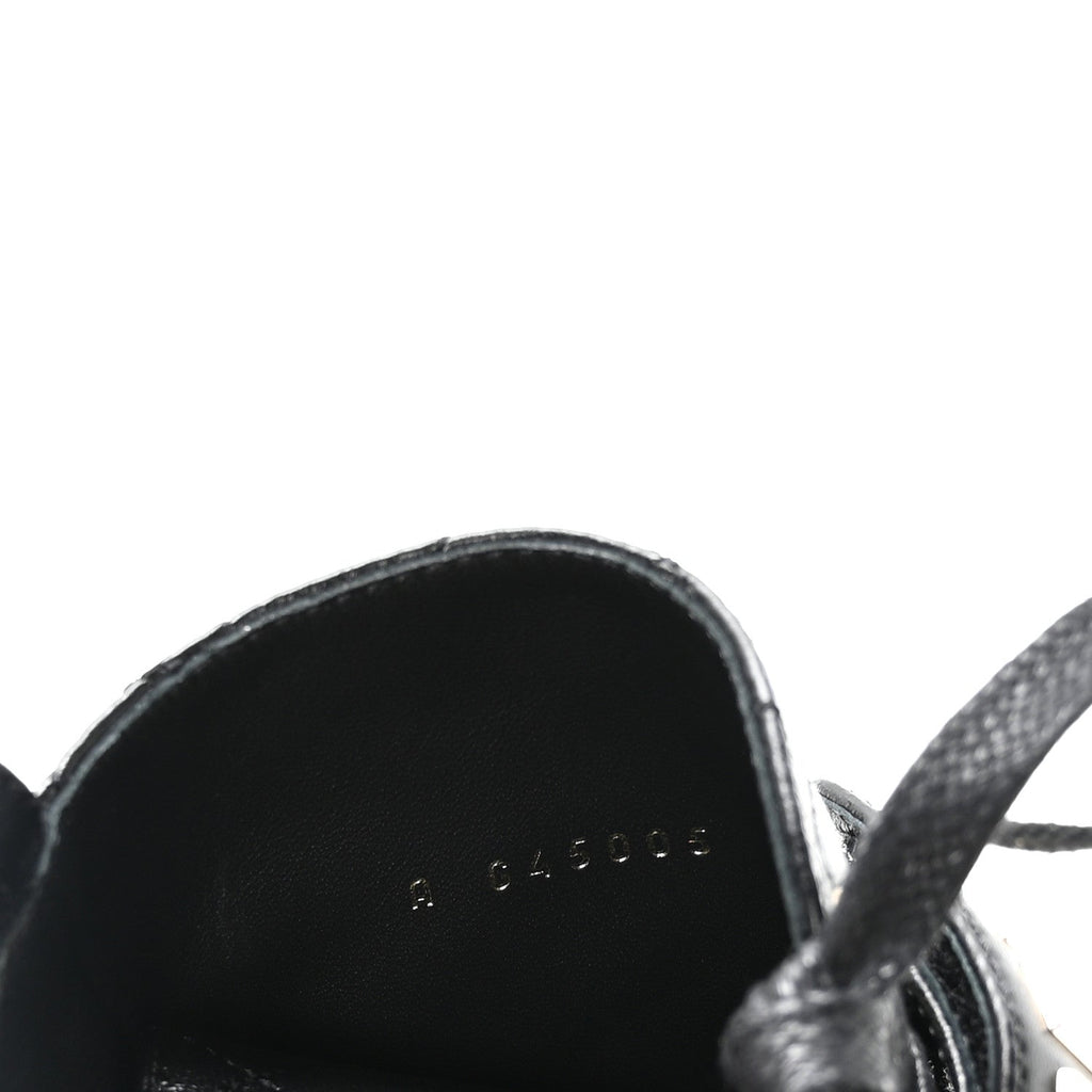 Lambskin Patent Calfskin Quilted Logo Lace Up Combat Boots 39.5 Black
