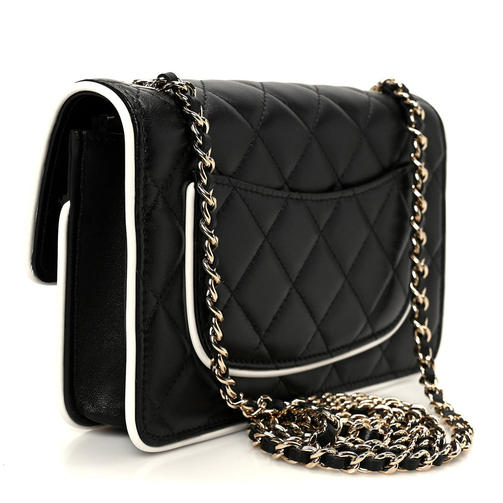 Chanel Lambskin Quilted Resin CC Mini Flap Bag Black White
