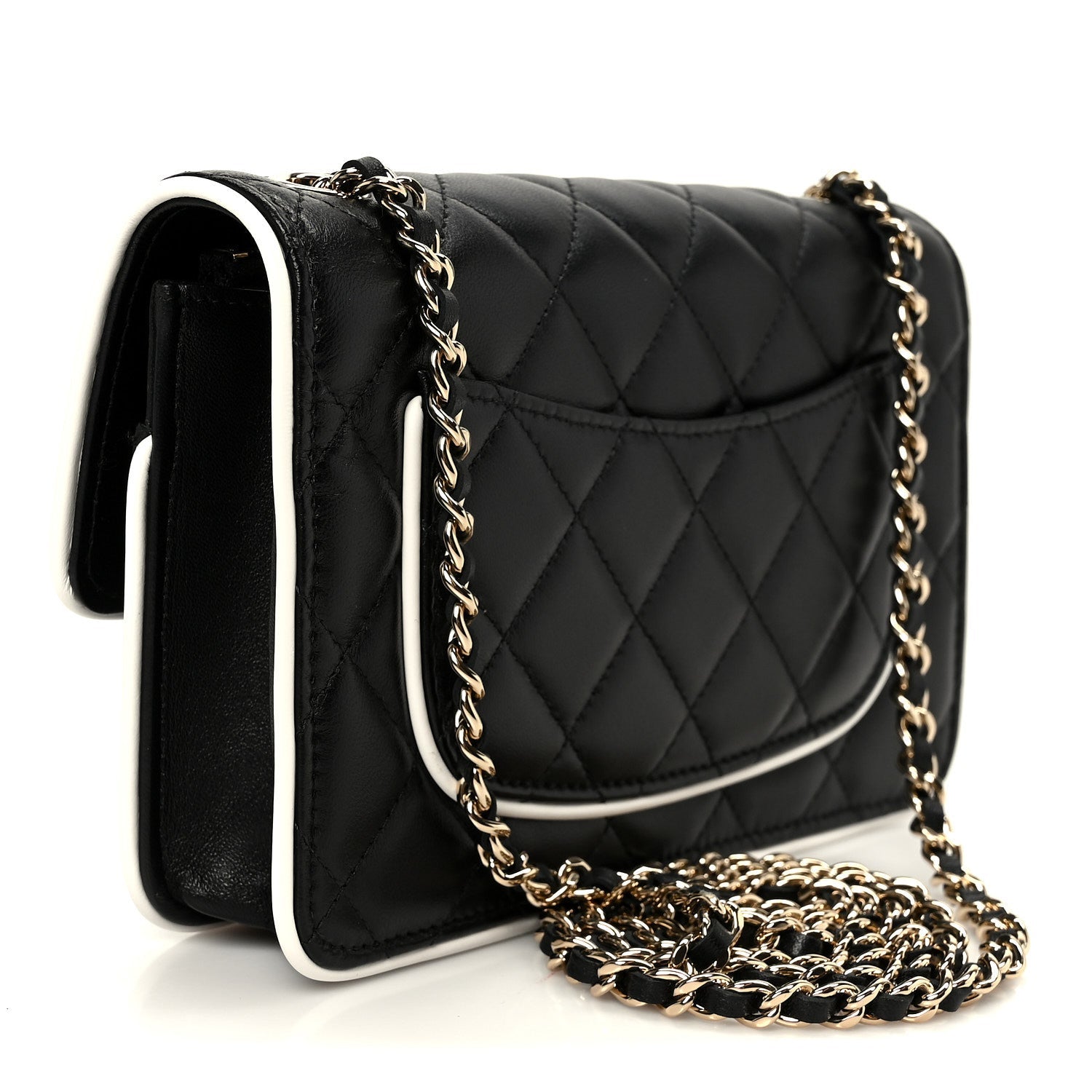 Chanel Lambskin Quilted Resin CC Mini Flap Bag Black White