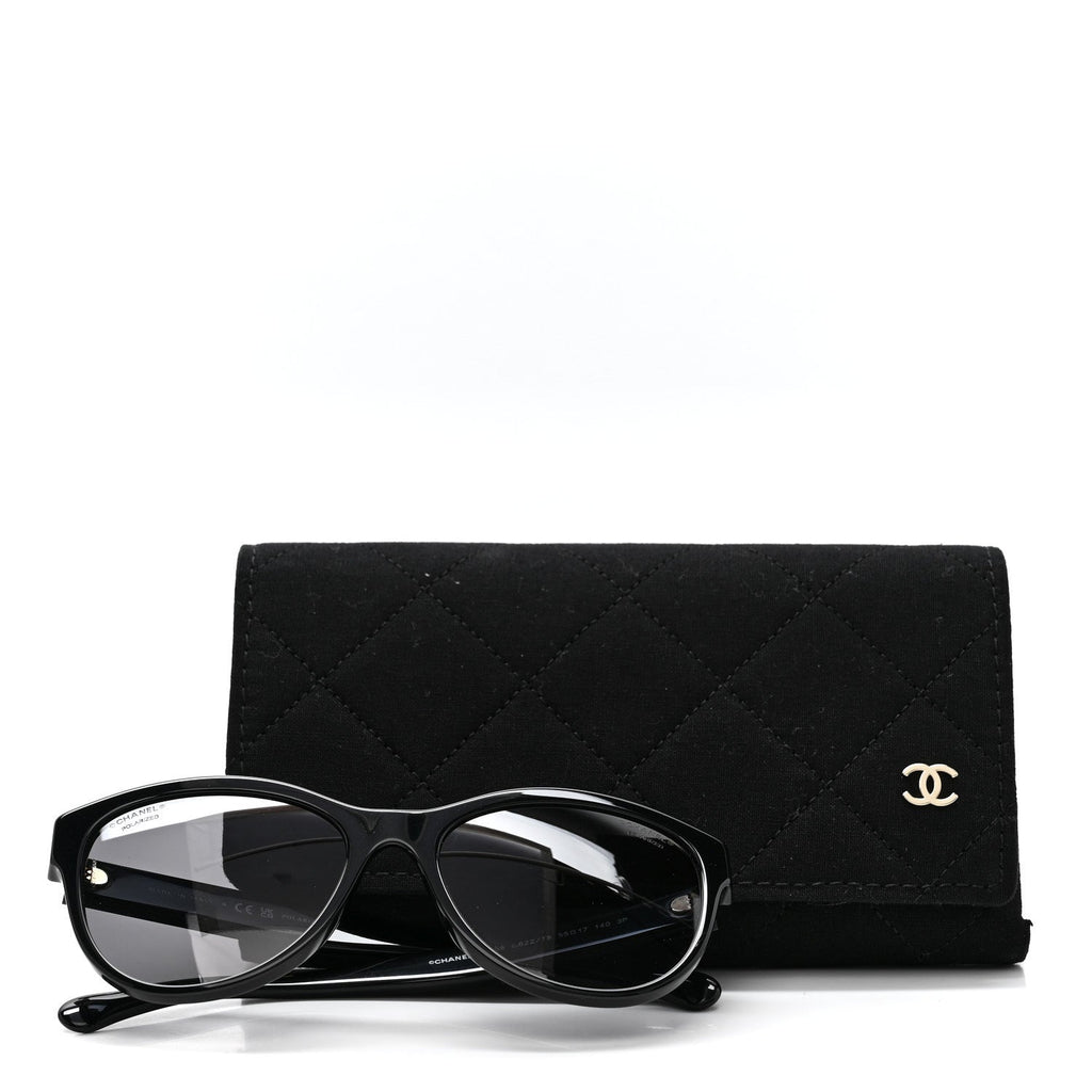 Acetate Pantos Logo Polarized Sunglasses 5458 Black
