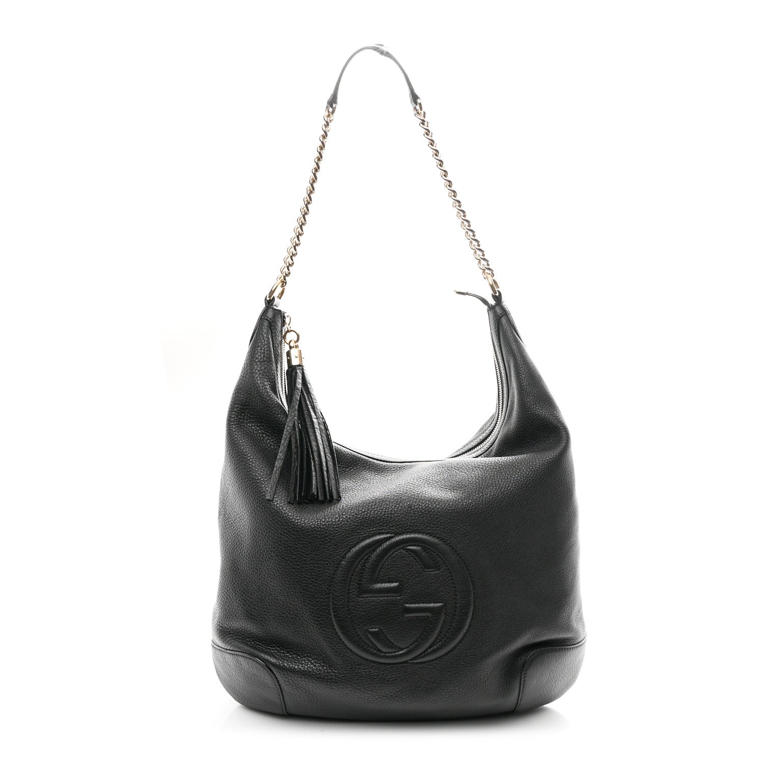 Gucci Pebbled Calfskin Medium Soho Chain Hobo Black