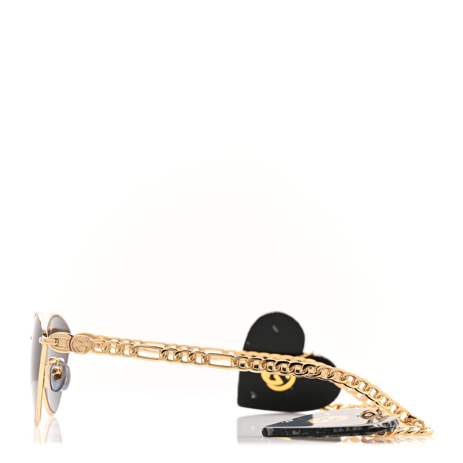 Gucci Metal Chain Cat Eye GG0977S Sunglasses Gold Grey