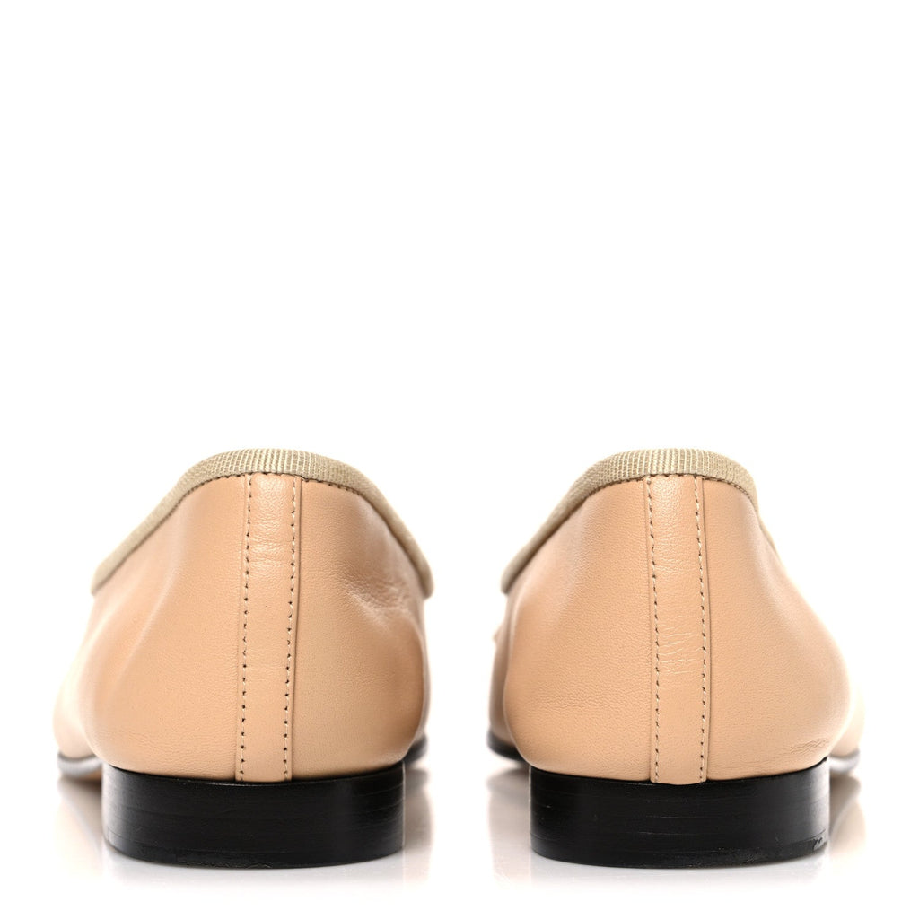 Lambskin Cap Toe CC Ballerina Flats 36 Beige Black