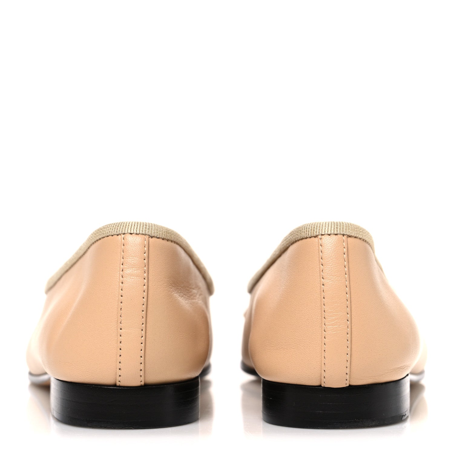 Lambskin Cap Toe CC Ballerina Flats 36 Beige Black