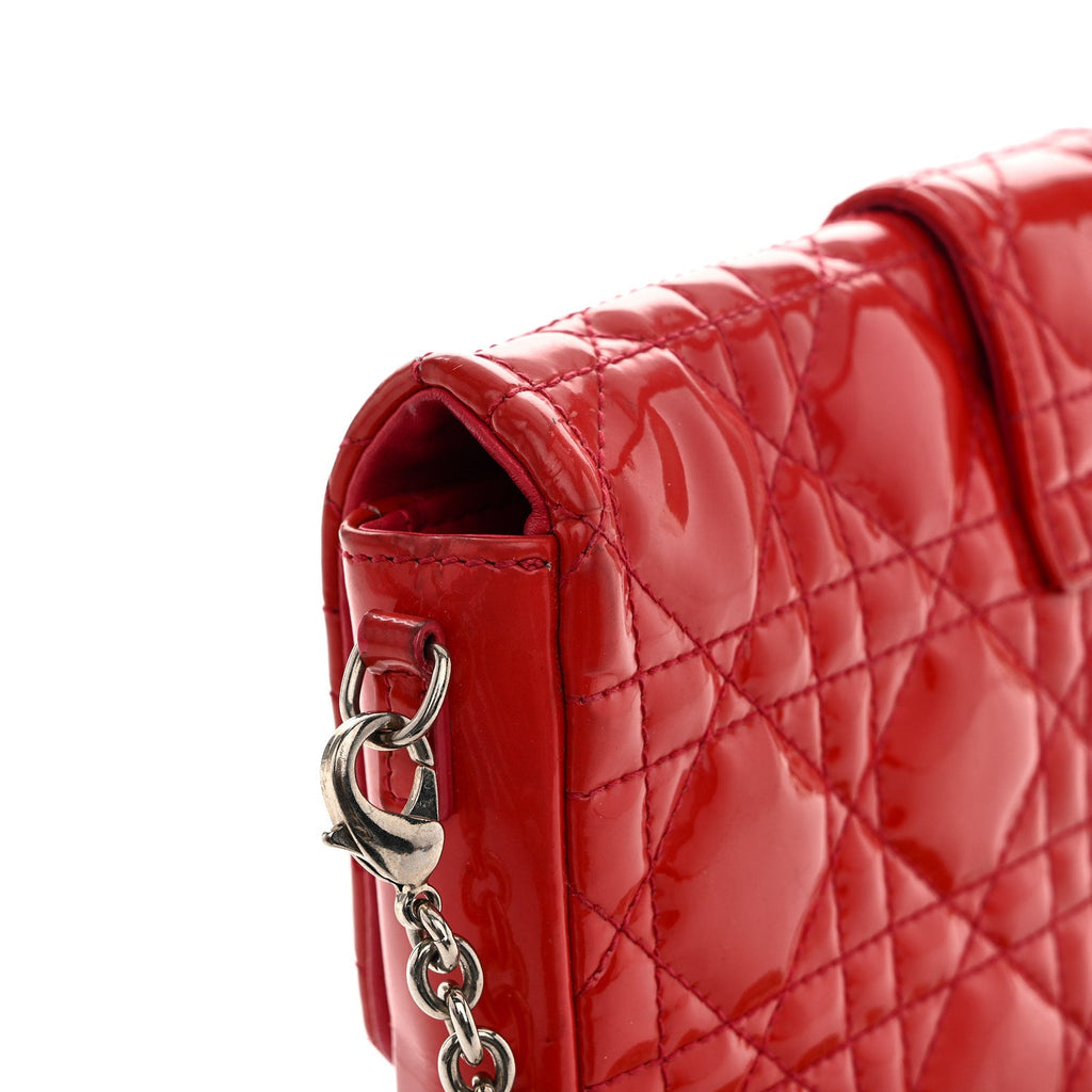 Christian Dior Patent Cannage New Lock Pouch Red