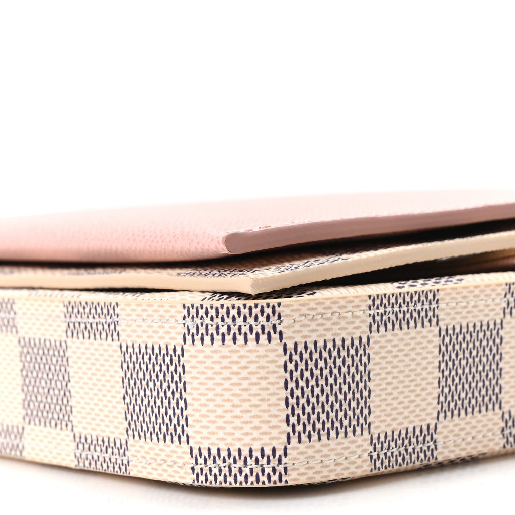 Louis Vuitton Damier Azur Pochette Felicie Chain Wallet Rose Ballerine