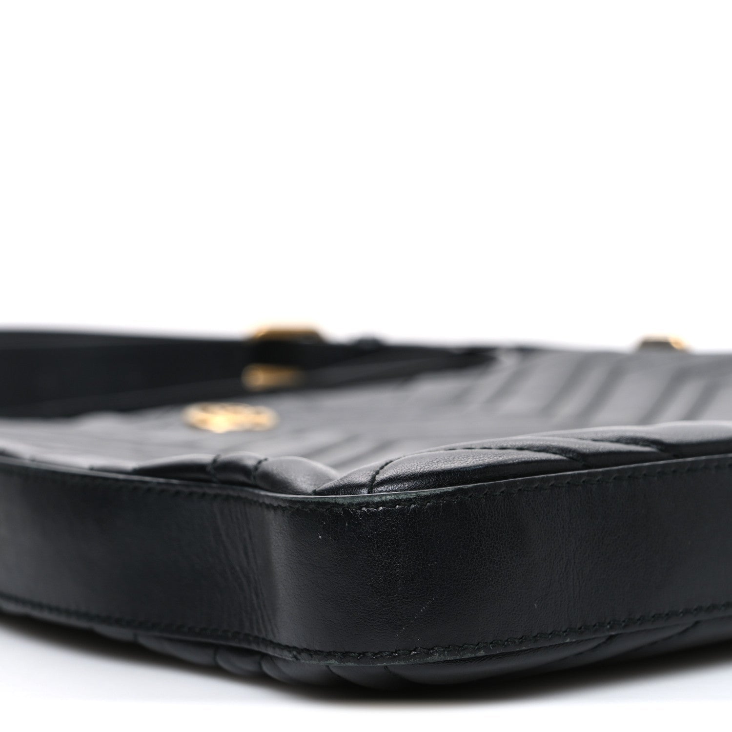 Gucci Calfskin Matelasse GG Marmont Flat Messenger Bag Black