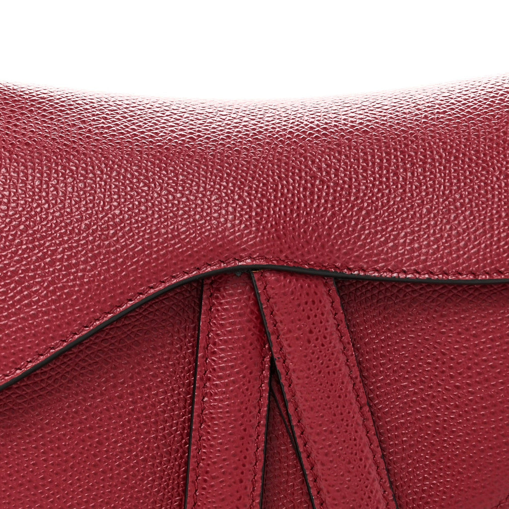 Christian Dior Grained Calfskin Mini Saddle Bag Red
