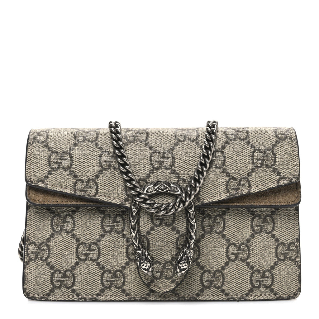 Gucci GG Supreme Monogram Super Mini Dionysus Shoulder Bag Taupe