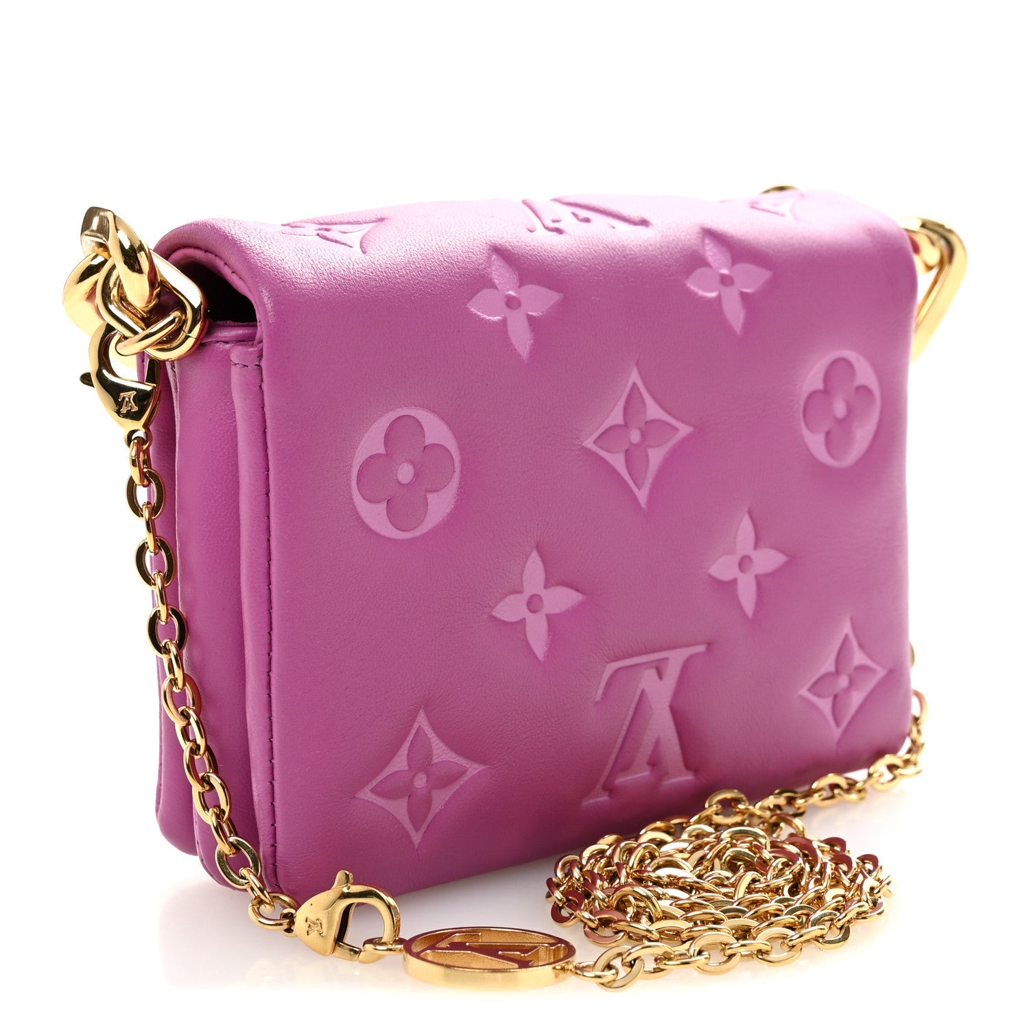 Louis Vuitton Lambskin Embossed Monogram Coussin Belt Bag Orchid