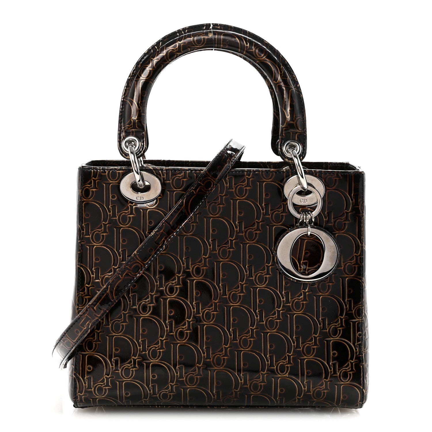 Christian Dior Patent Ultimate Medium Lady Dior Brown