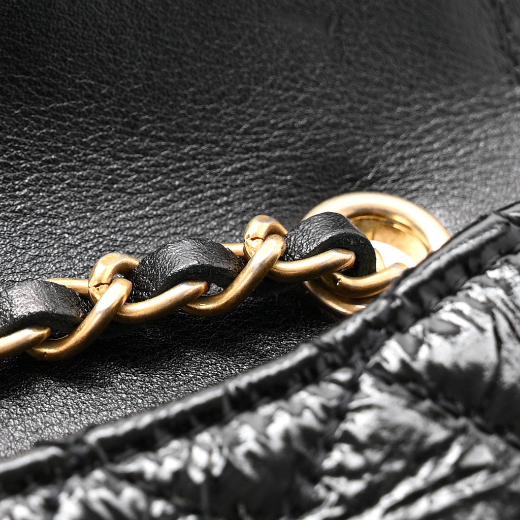 Chanel Shiny Aged Calfskin Quilted Waist Belt Bag Black