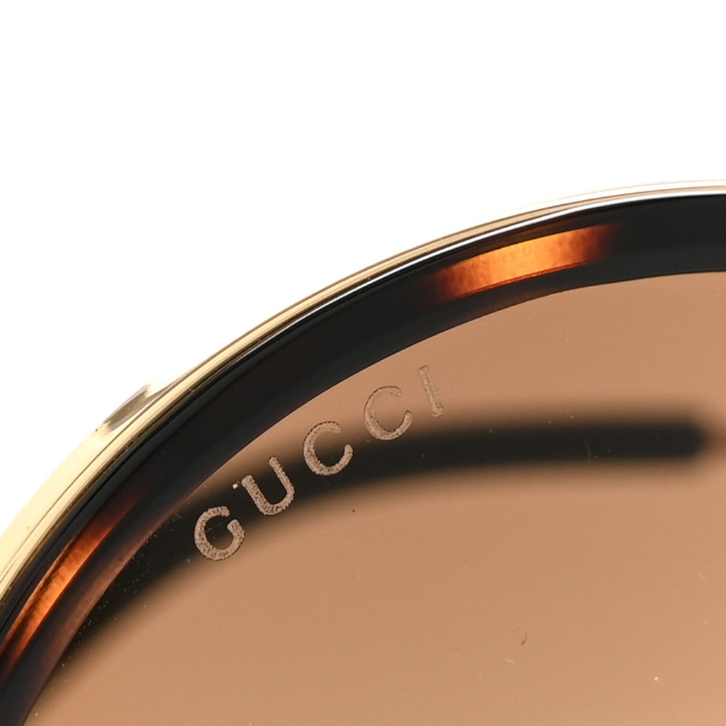 Gucci Metal Round Frame Sunglasses GG0061S Green Red Tortoise