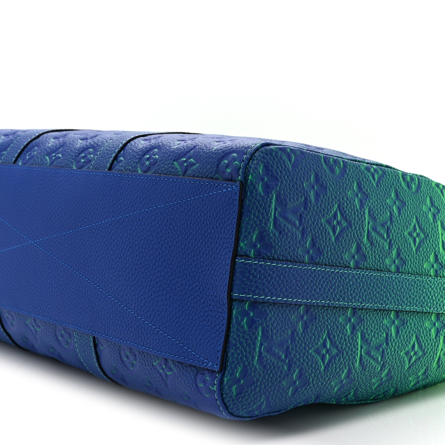 Louis Vuitton Taurillon Illusion Keepall Tote Bleu Vert