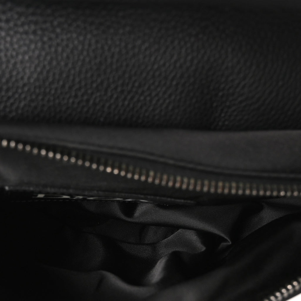 Christian Dior X Sacai Grained Calfskin Technical Fabric Mens Saddle Bag Black