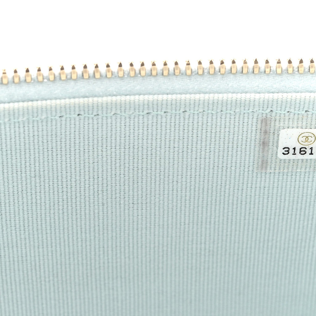 Chanel Lambskin Quilted Small Top Handle Vanity Case With Chain Light Blue