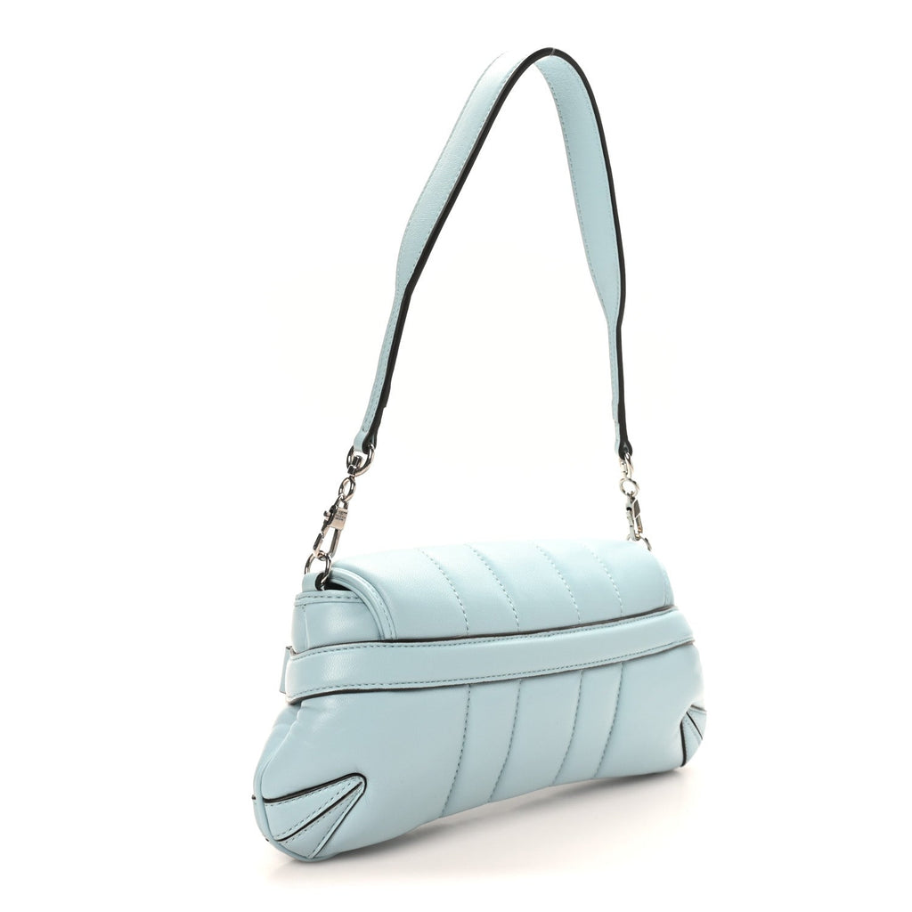 Gucci Nappa Vertical Matelasse Medium Maxi Horsebit Chain Shoulder Bag Crystal Snow