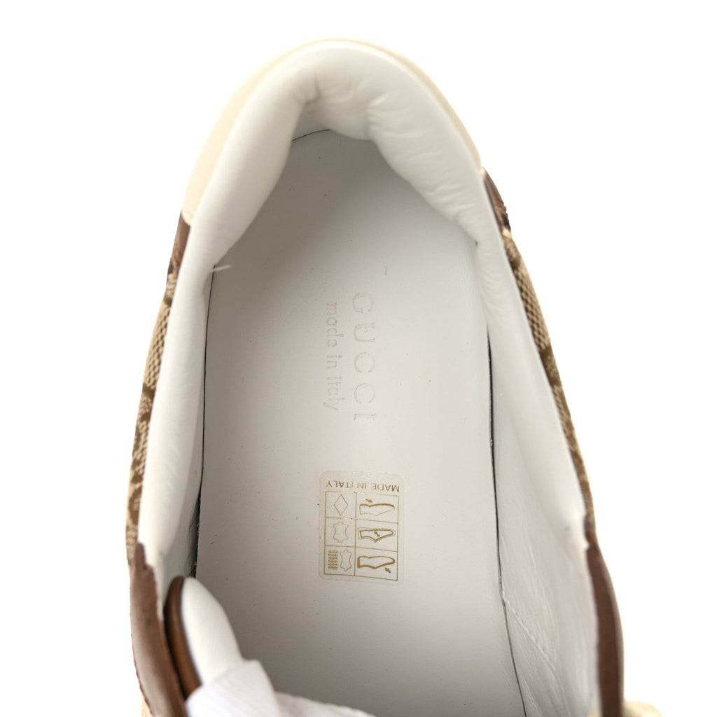 Gucci Calfskin GG Monogram Womens Platform 55mm Sneakers 38.5 Hezelnut Beige Ebony Mystic White
