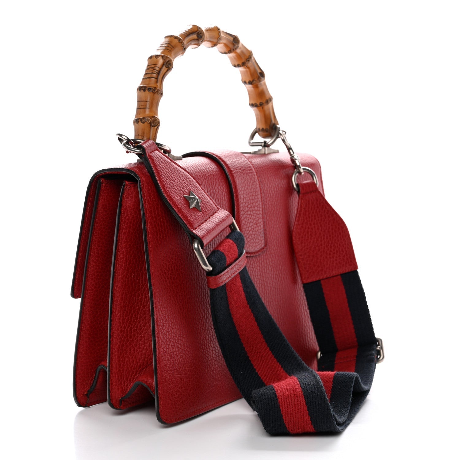 Gucci Dollar Calfskin Crystal Web Medium Dionysus Bamboo Top Handle Bag Hibiscus Red Black Diamond