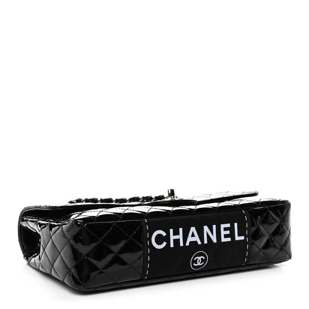 Chanel Patent Quilted Secret Label Medium Flap Black