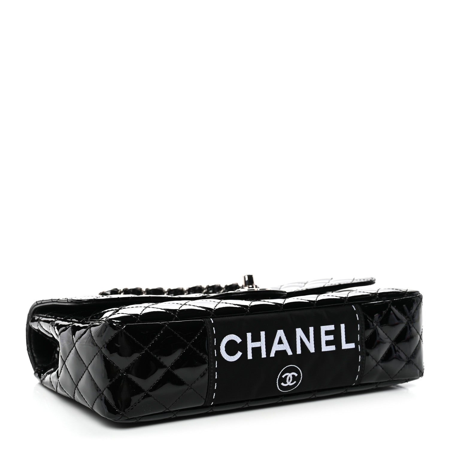 Chanel Patent Quilted Secret Label Medium Flap Black