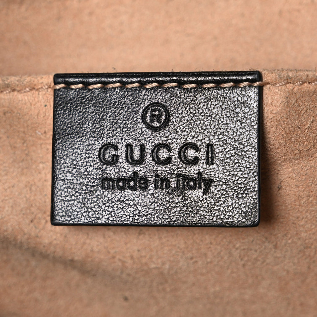 Gucci Calfskin Matelasse Small GG Marmont Chain Shoulder Bag Black