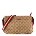 Gucci Monogram Web Small Flat Messenger Crossbody Pink Gold