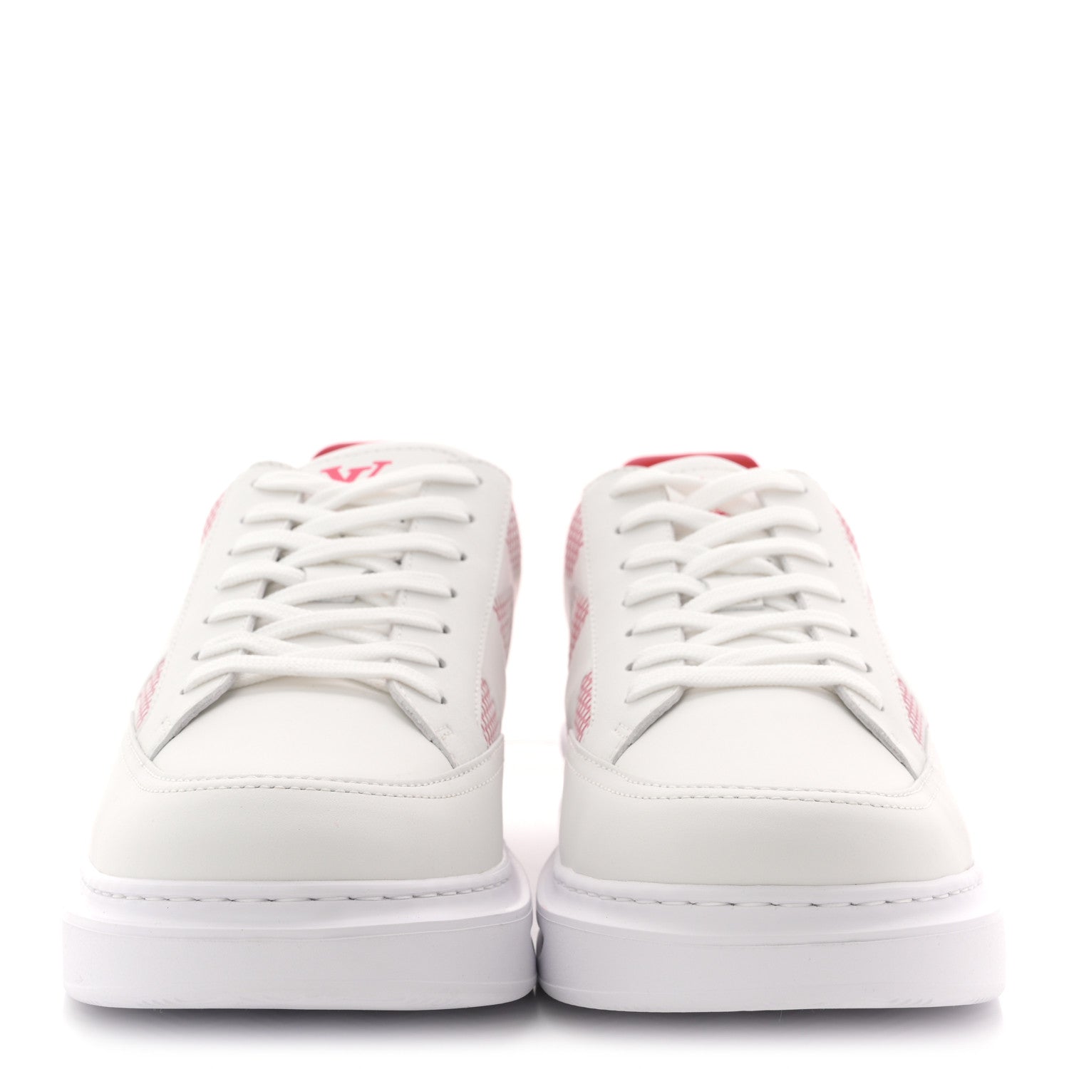 Louis Vuitton Damier Calfskin Mens Beverly Hills Sneakers 8 White Rouge