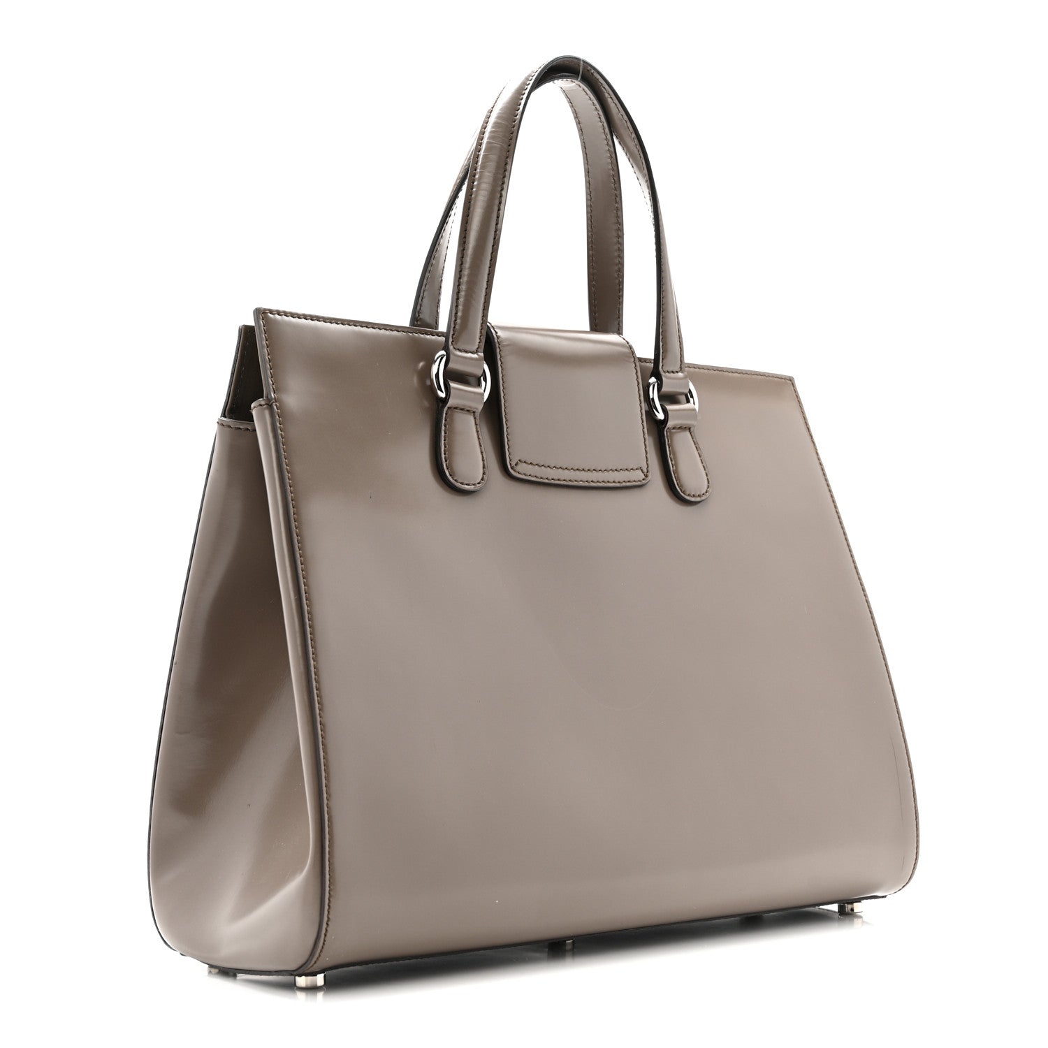 Gucci Regent Calfskin Large Lady Lock Flap Top Handle Bag Grey